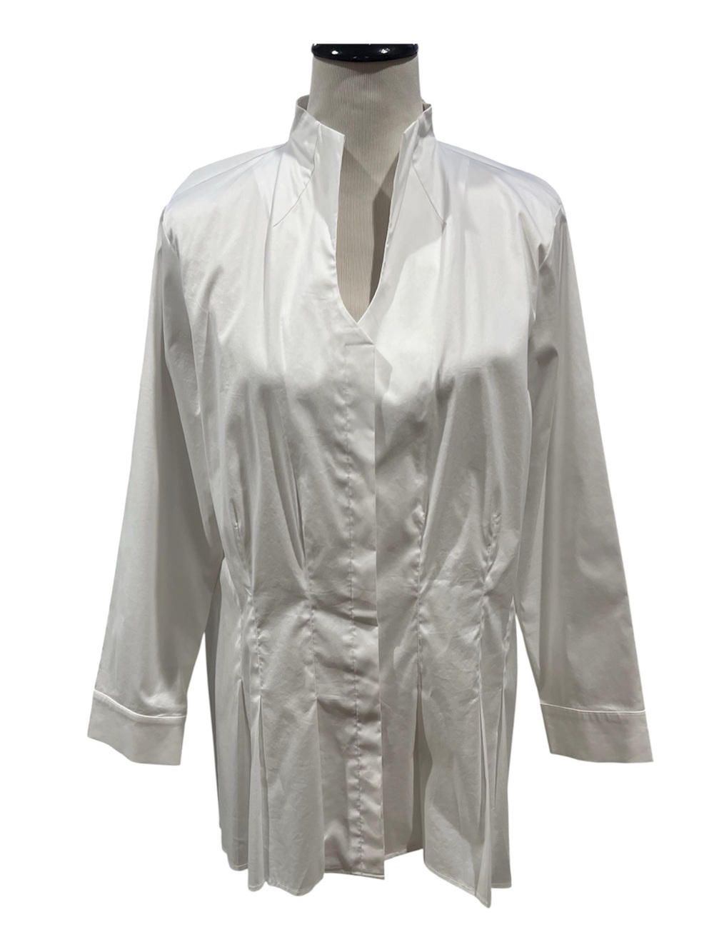 Ming Wang White Cotton Poplin Button Front Blouse Size Large